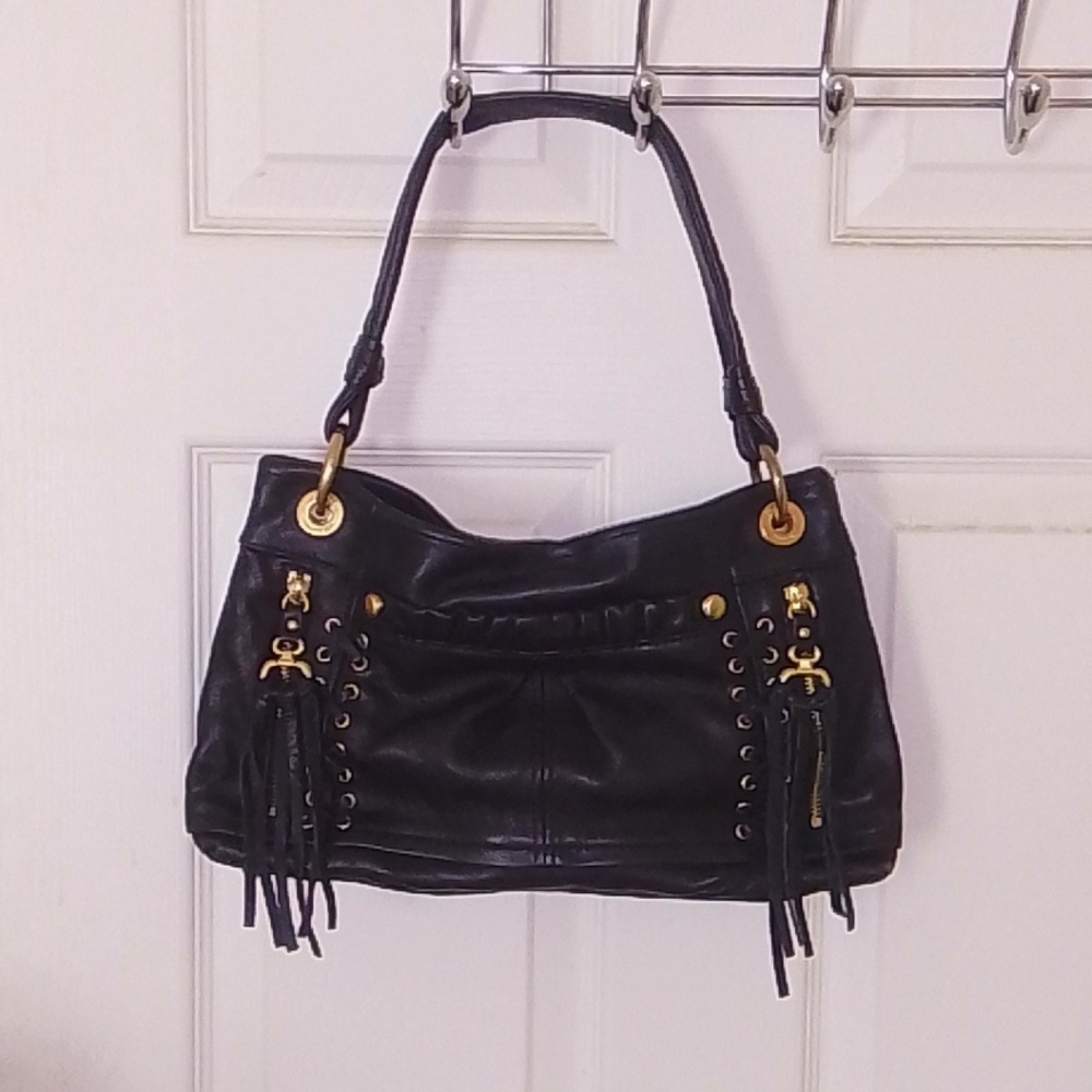 B. Makowsky Elegant Black Leather Handbag